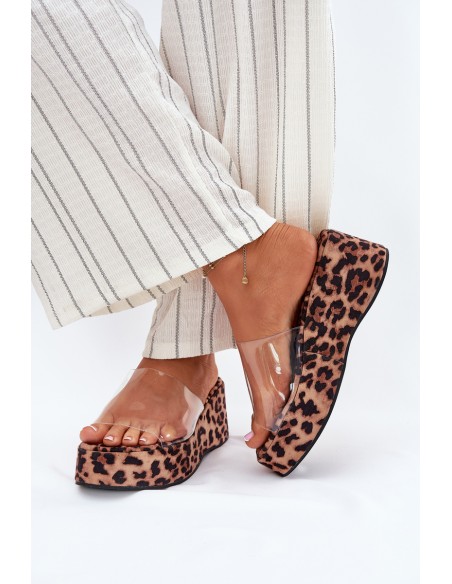Women's sandals with transparent strap on wedge panther Meltiana