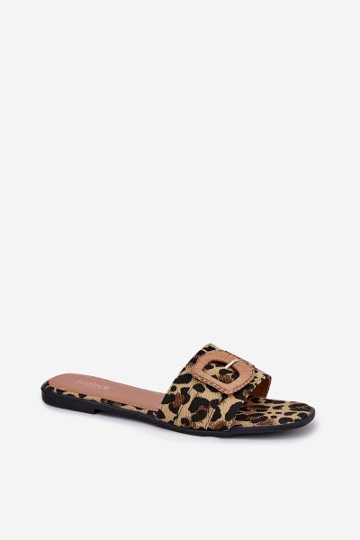 Flat Women's Slippers With Decorative Buckle Leopard Clariola 2