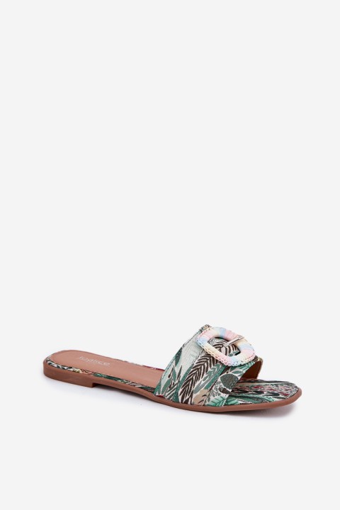 Flat Ladies Sandals With Decorative Buckle Multicolor Clariola