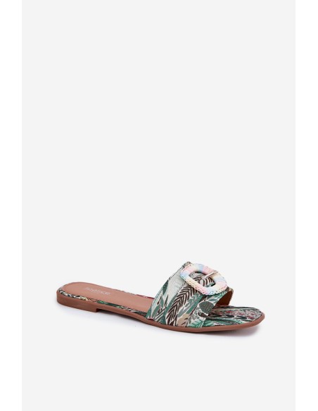 Flat Ladies Sandals With Decorative Buckle Multicolor Clariola