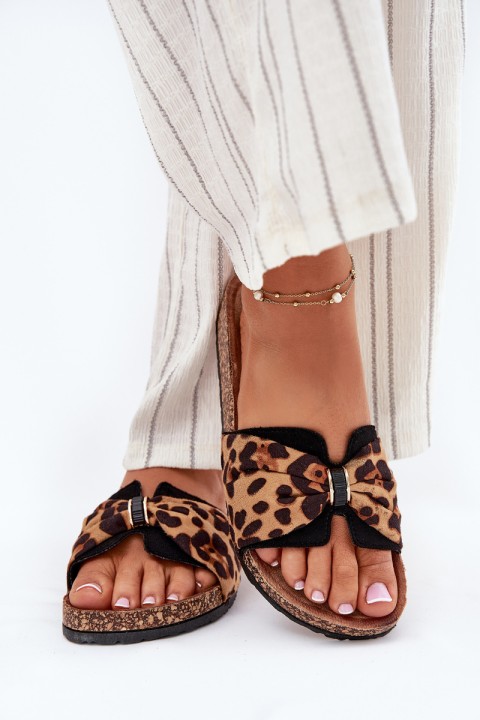 Ladies sandals on cork platform leopard print Mevuna