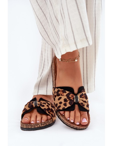 Ladies sandals on cork platform leopard print Mevuna