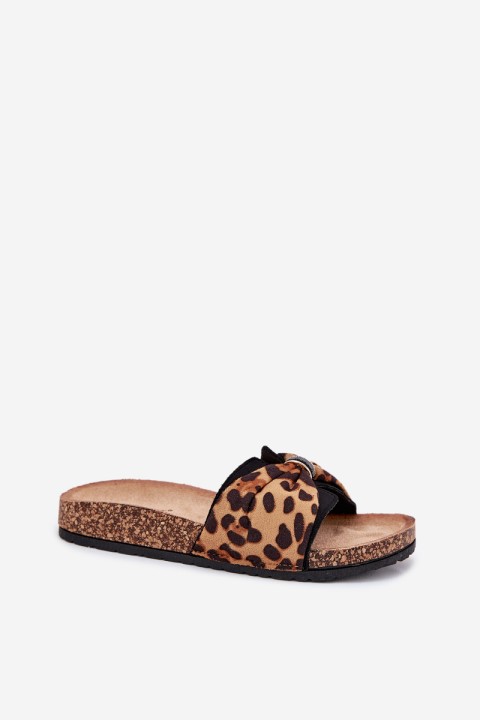 Ladies sandals on cork platform leopard print Mevuna