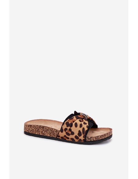 Ladies sandals on cork platform leopard print Mevuna