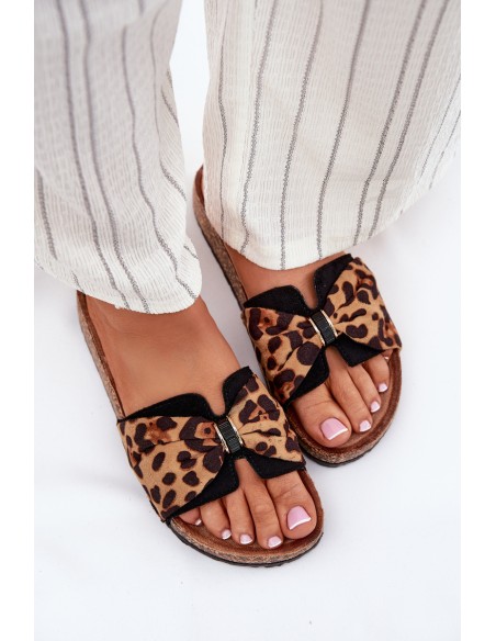Ladies sandals on cork platform leopard print Mevuna