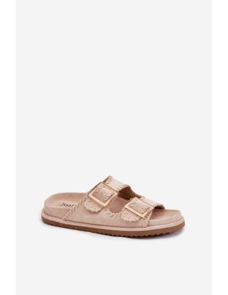 Women's Sandals With Buckles And Decorative Stitching Beige Visley