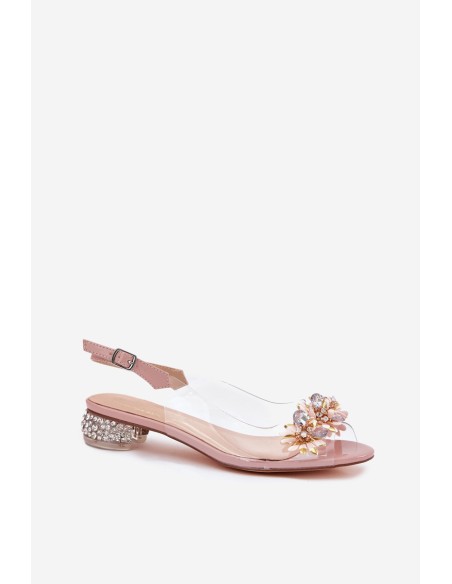 Transparent Low Heel Sandals With Decoration D&A MR51-709 Pink