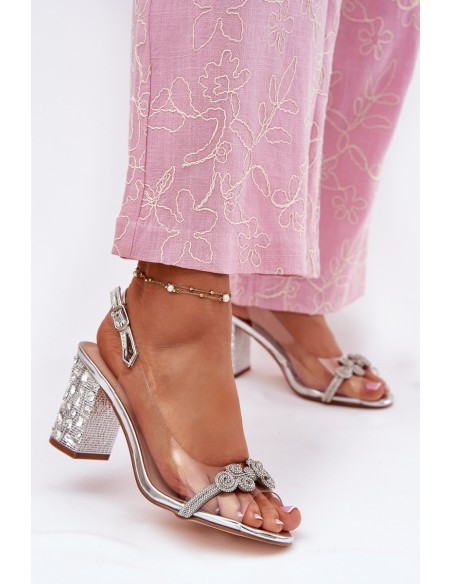 Transparent Heeled Sandals D&A MR51-705 Silver
