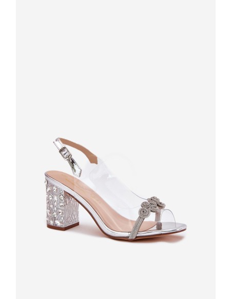 Transparent Heeled Sandals D&A MR51-705 Silver
