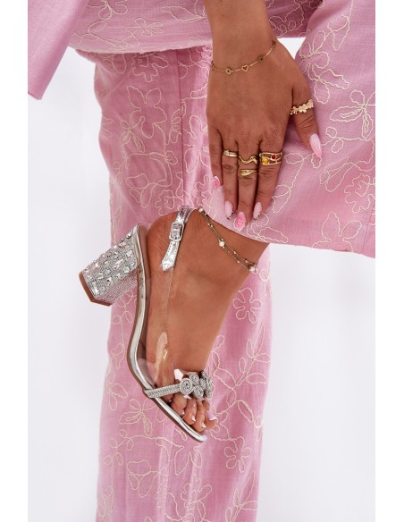 Transparent Heeled Sandals D&A MR51-705 Silver