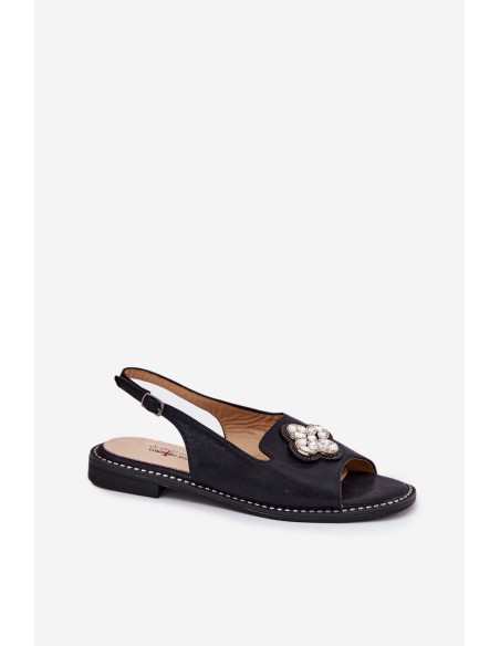 Ladies Sandals On Flat Heel With Decorative Detail S.Barski KV51-080 Black