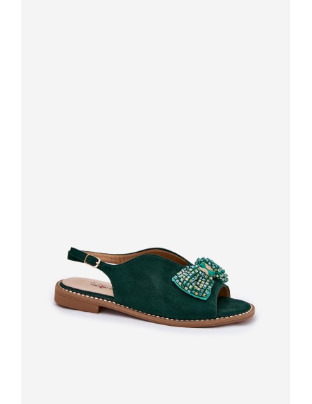 Moteriškos basutės su kaspinu ir plokščiu kulnu S.Barski KV51-014 Žalios