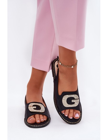 Women's Sandals With Decorative Detail Black S.Barski KV51-081