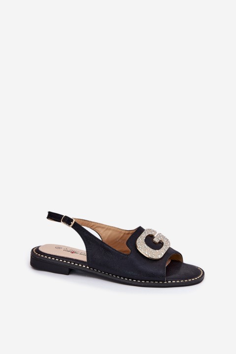 Women's Sandals With Decorative Detail Black S.Barski KV51-081