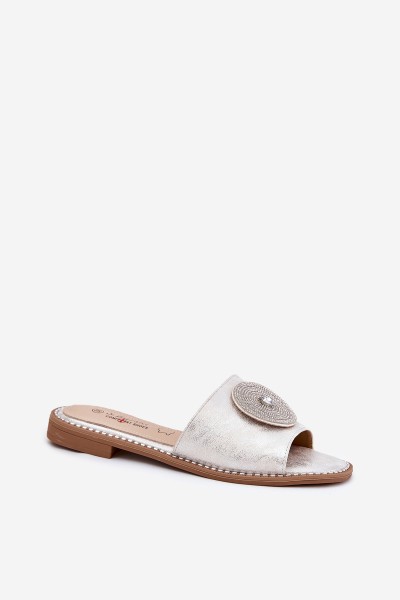 Women's Flat Sandals With Decoration S.Barski KV51-013 Silver 2