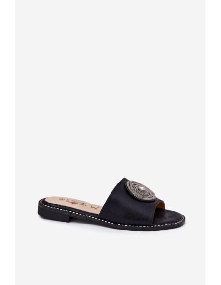 Ladies Flat Sandals With Decoration S.Barski KV51-013 Black