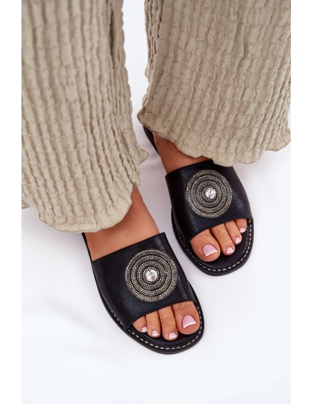 Ladies Flat Sandals With Decoration S.Barski KV51-013 Black