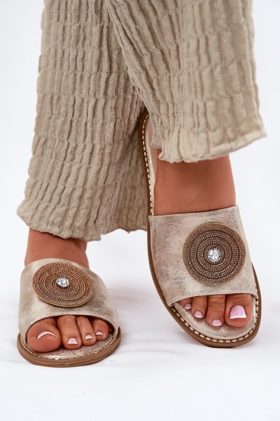 Women's Flats With Decoration S.Barski KV51-013 Gold