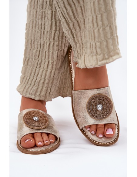 Women's Flats With Decoration S.Barski KV51-013 Gold