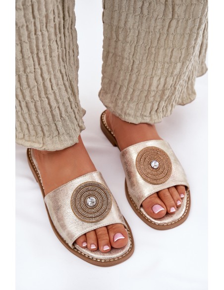 Women's Flats With Decoration S.Barski KV51-013 Gold