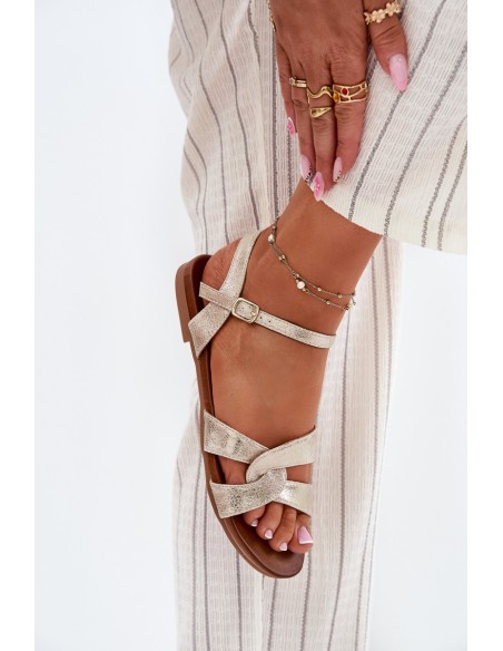 Flat Shiny Sandals Women S.Barski KV51-022 Gold