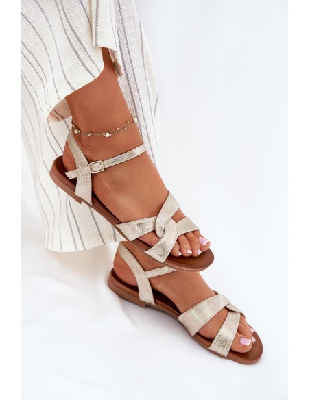 Flat Shiny Sandals Women S.Barski KV51-022 Gold