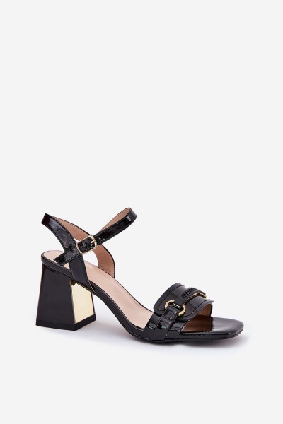 Leather Patent Women's Heeled Sandals Black Mevonelle 2