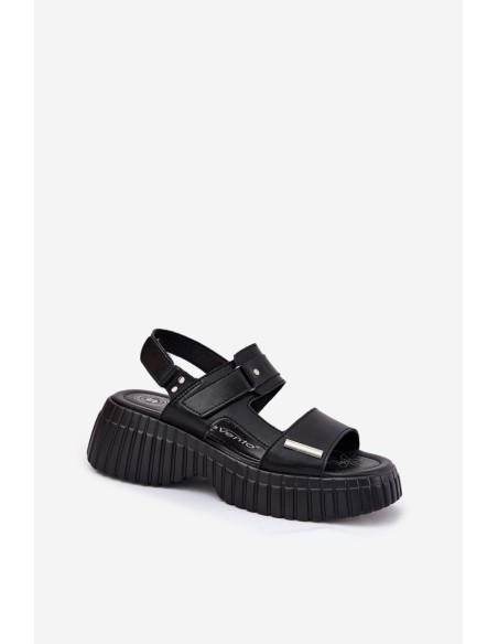 Leather Women's Platform Sandals Black Mertella