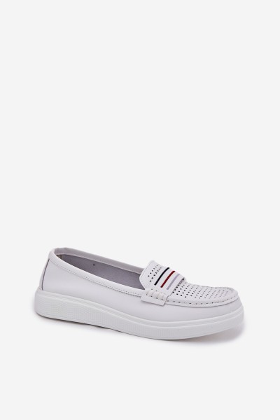 Ladies Leather Moccasins White Dovema 2