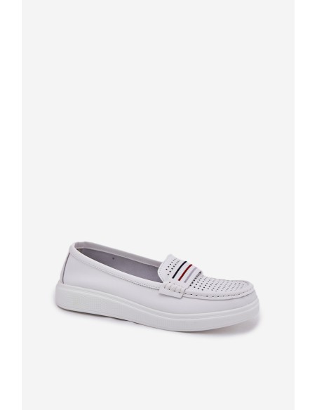 Ladies Leather Moccasins White Dovema