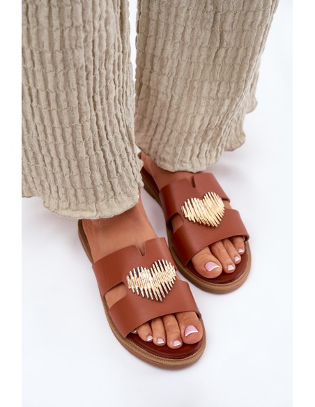 Moteriškos basutės plokščiu kulnu su auksine dekoracija Karinma