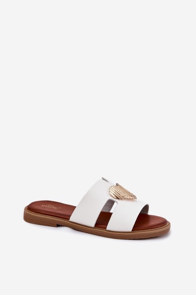 Women's flat sandals with golden decoration white Karinma 2
