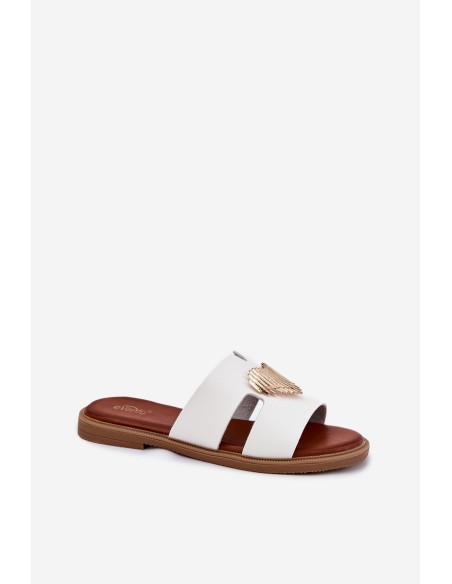 Women's flat sandals with golden decoration white Karinma