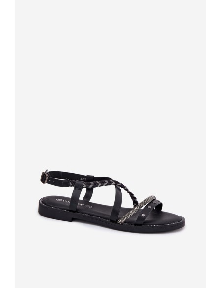 Flat Sandals With Decorative Straps Vinceza 17379 Black