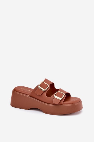 Womens Wedge And Platform Sandals With Buckles Camel Nitarelia 2