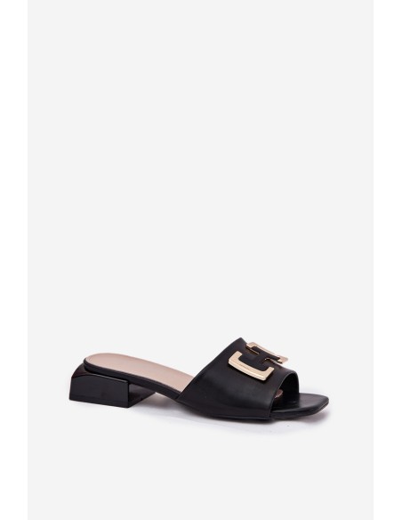 Elegant Ladies Sandals On A Wedge With Golden Detail 62229 Black Vinceza