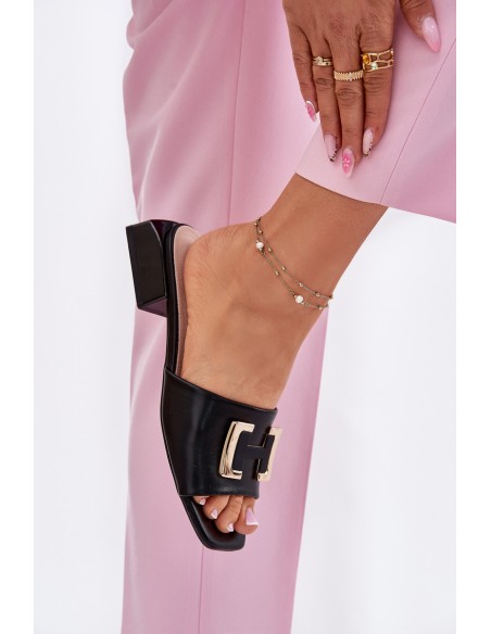 Elegant Ladies Sandals On A Wedge With Golden Detail 62229 Black Vinceza