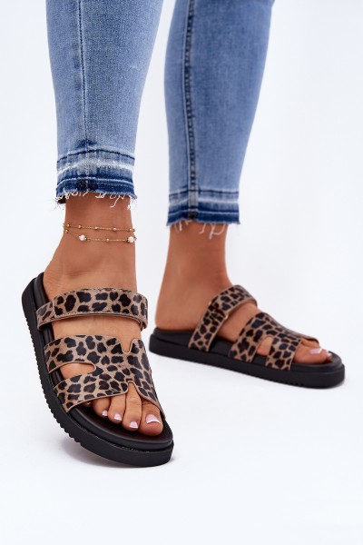 Women'S Slippers With Velcro Vinceza 17401 Panther