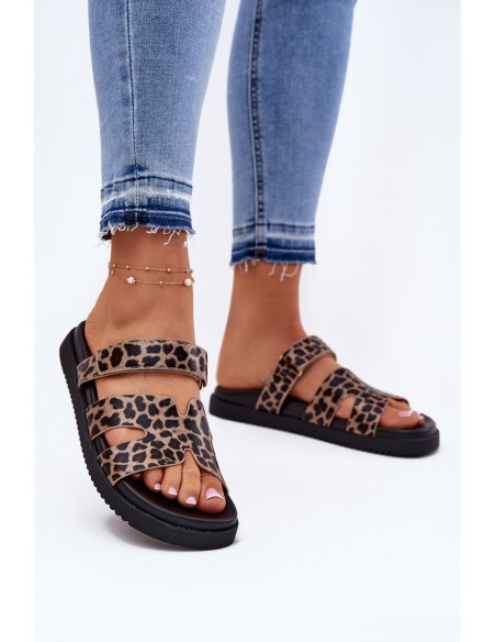 Women'S Slippers With Velcro Vinceza 17401 Panther