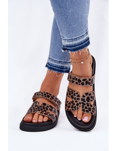 Women'S Slippers With Velcro Vinceza 17401 Panther