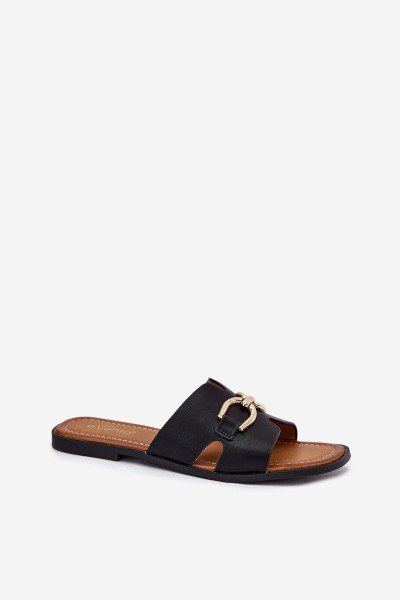 Women's Flat Sandals With Decorative Detail Black Amiresna 2