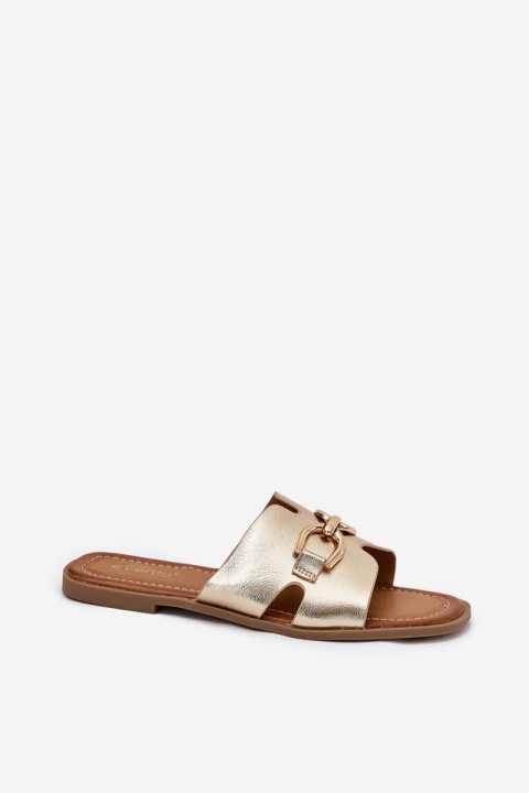 Ladies Flat Sandals With Decorative Detail Golden Amiresna
