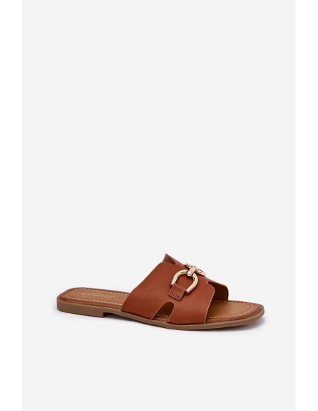 Women Flat Sandals With Decorative Detail Camel Amiresna