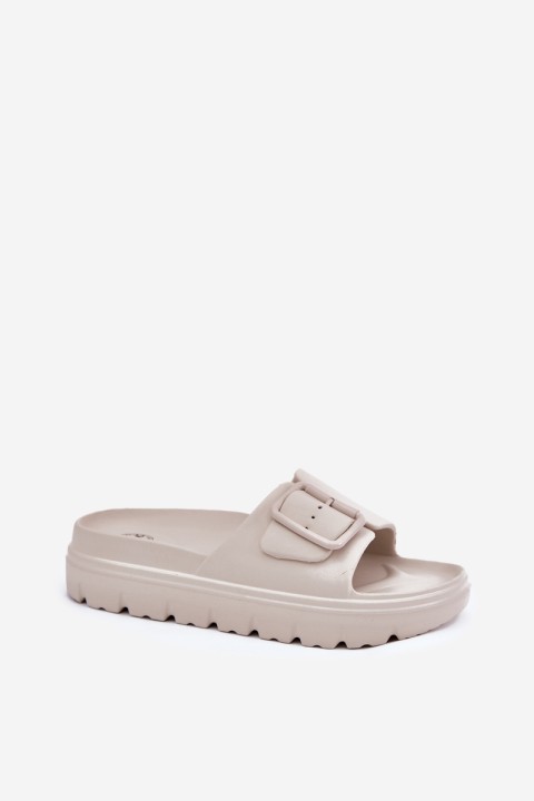 Women's Foam Platform Sandals With Buckle Beige Viasara