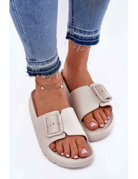 Women's Foam Platform Sandals With Buckle Beige Viasara