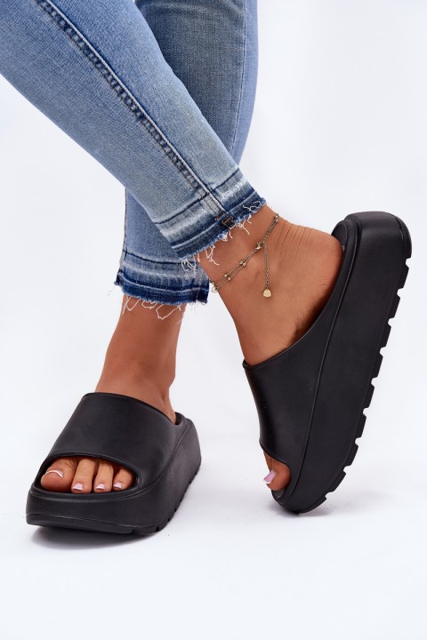 Foam women's sandals on platform black Xalvania
