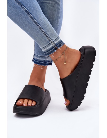 Foam women's sandals on platform black Xalvania