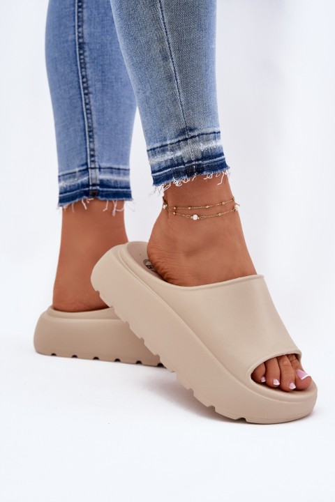 Foam Women's Slippers On Platform Beige Xalvania