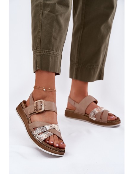 Ladies Sandals With Buckle Beige Inblu GS000056