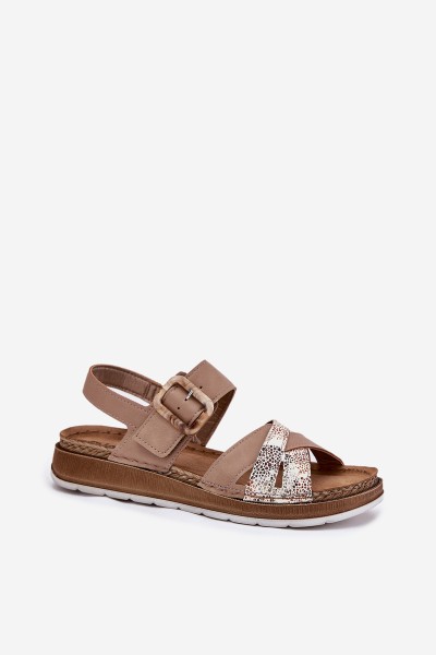 Ladies Sandals With Buckle Beige Inblu GS000056 2